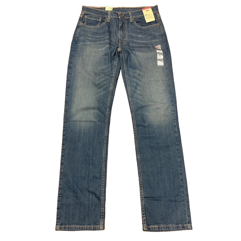 Levi's 514 Straight Fit Denim Jeans Mens 32 X 34‎ Blue Medium Wash Stretch NWT